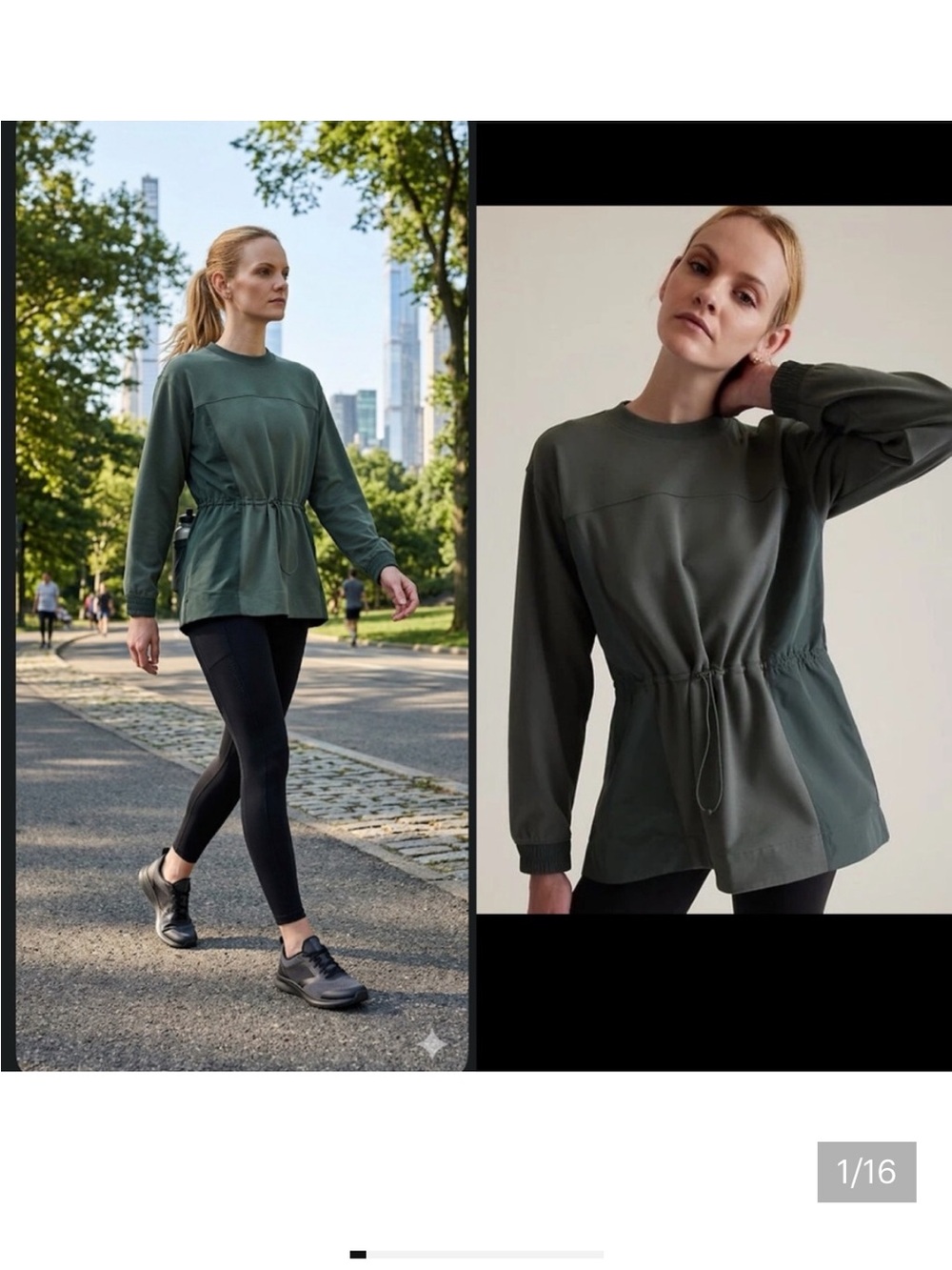 New Athleta Organic Cotton Triumph Cinch Waist Shirt Top Sweater. Small.